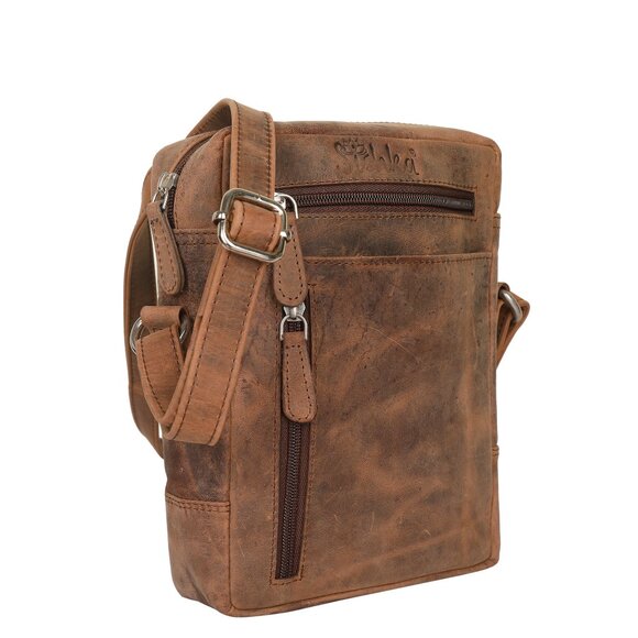 Leather Crossbody Sling Bag in Brown Hunter–Unisex Shoulder Bag Travel Daily Use - Picture 7 of 11